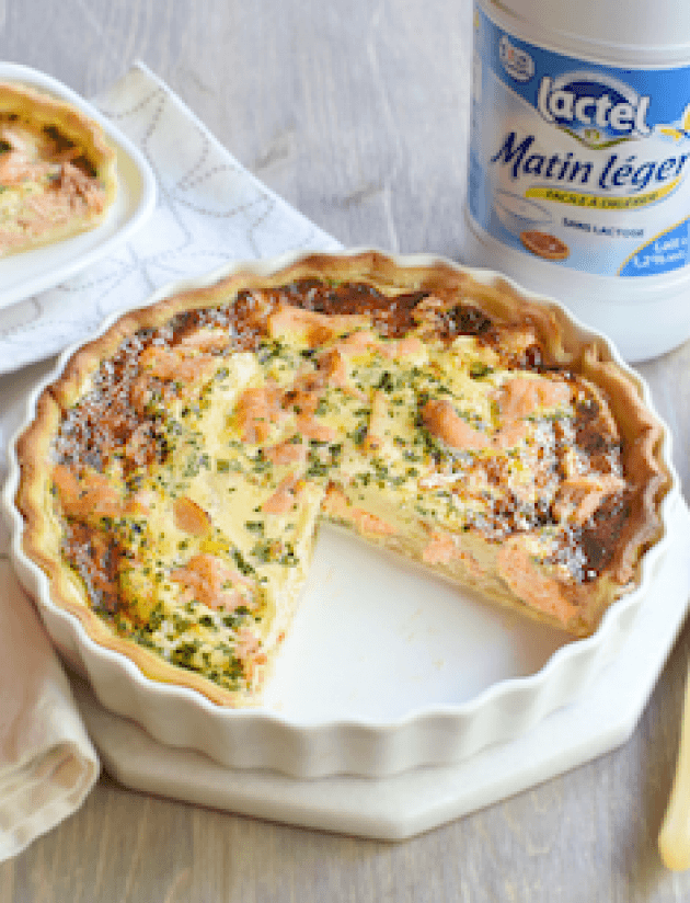 Quiche au saumon pauvre en lactose et sans gluten